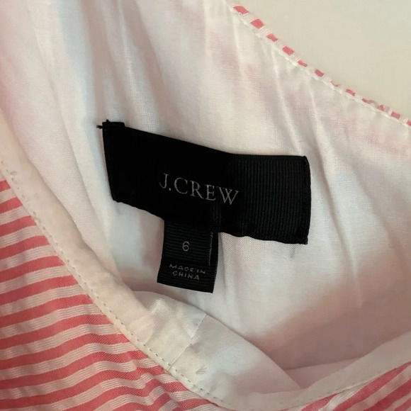 J. Crew, pink and white striped, one shoulder, seersucker dress, size 6 - Picture 4 of 8